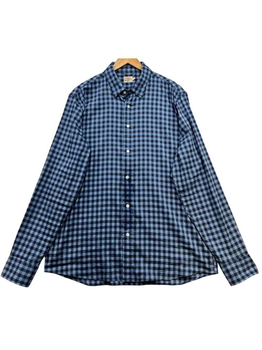 Faherty Men's Cotton Button Down Shirt Long Sleeve Size XL Blue Check Casual